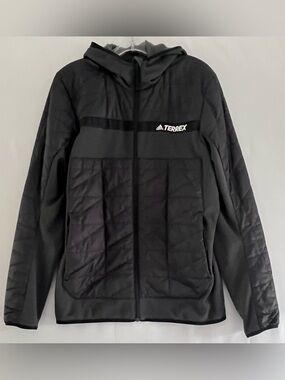 Adidas Terrex  Black Quilted Hybrid Fleece Hiking Jacket Large